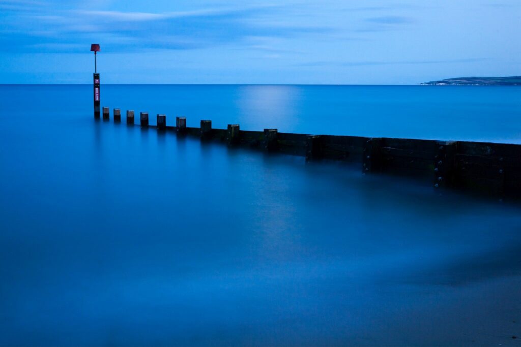 Bournemouth groyne, at dusk, Dorset, England