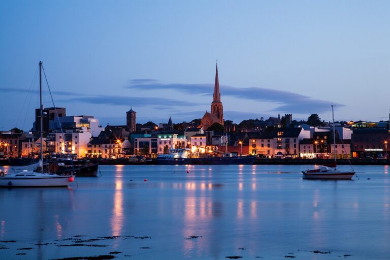 Boats at dusk in Wexford Harbour, County Wexford, Republic of Ireland