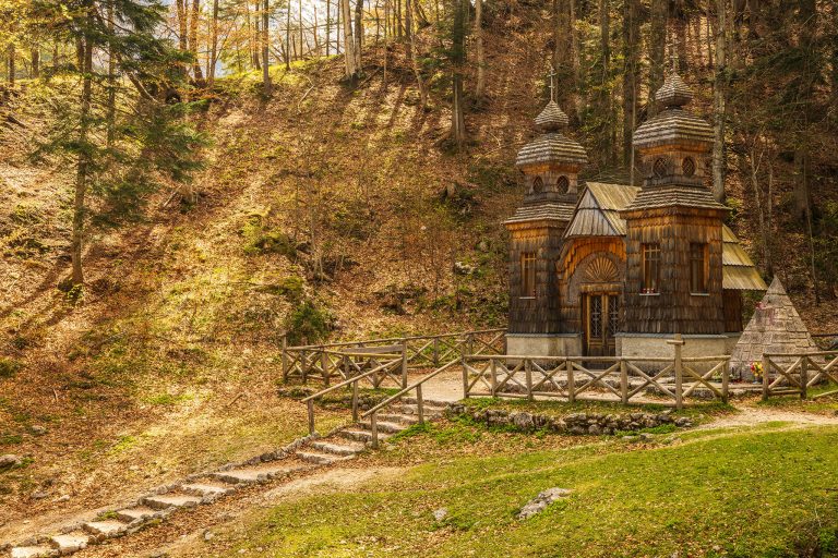 The Russian Chapel on Vršič Pass in Slovenia