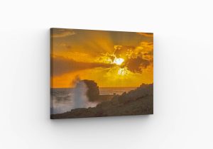 Waves crashing against Pulpit rock at Portland Bill - Canvas print example