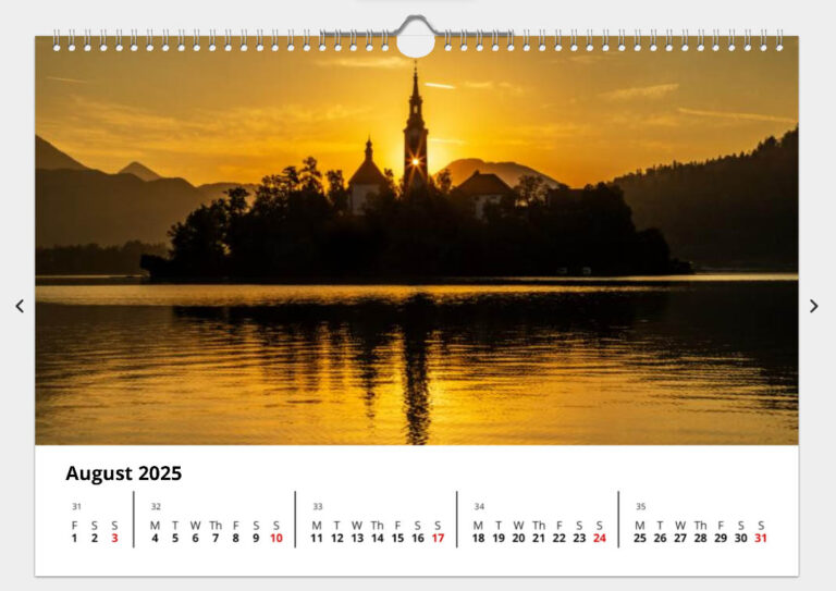 Bled Calendar - Aug 2025