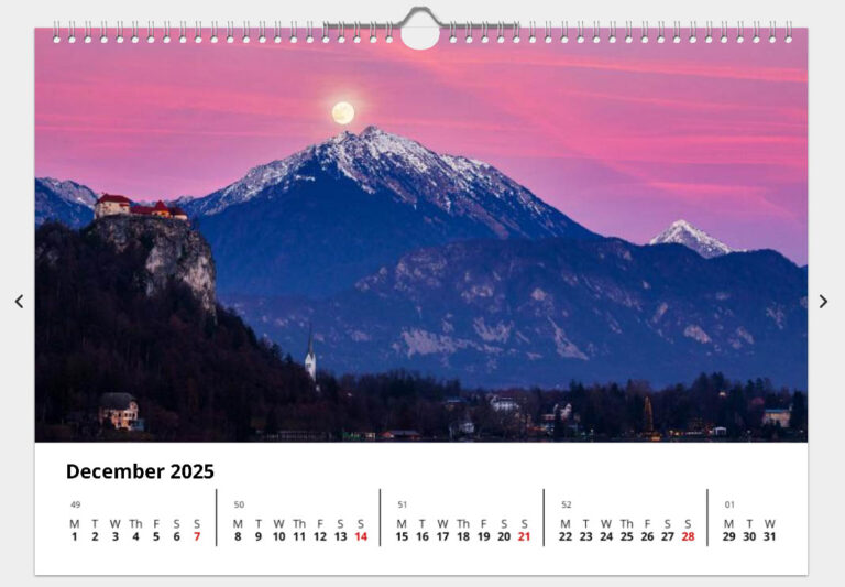 Bled Calendar - Dec 2025