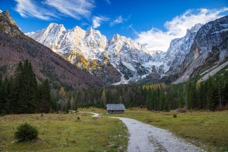 Krnica Meadow and the Julian Alps in Autumn