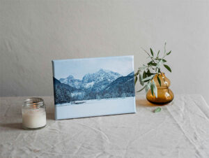 Lake Jasna in Winter canvas wall art print example.