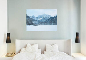 Lake Jasna in Winter canvas wall art print example.