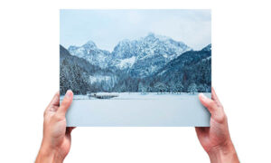 Lake Jasna in Winter wall art paper print example.